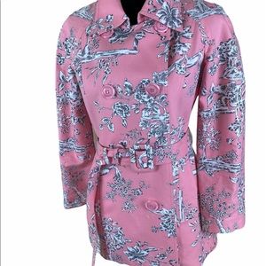 Harold's Pink and Gray Floral Trench Coat